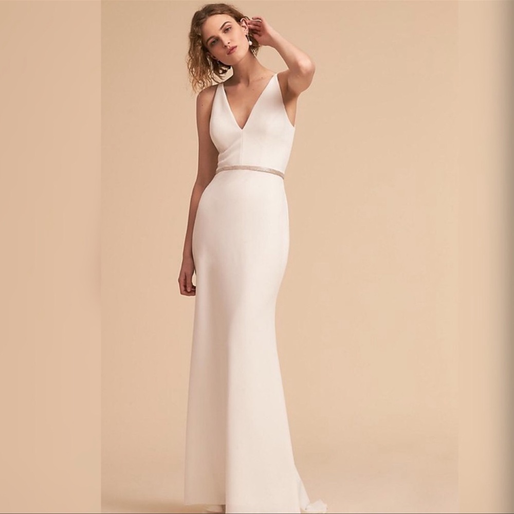 Anthropologie x BHLDN Jones V-neck Crepe Dress